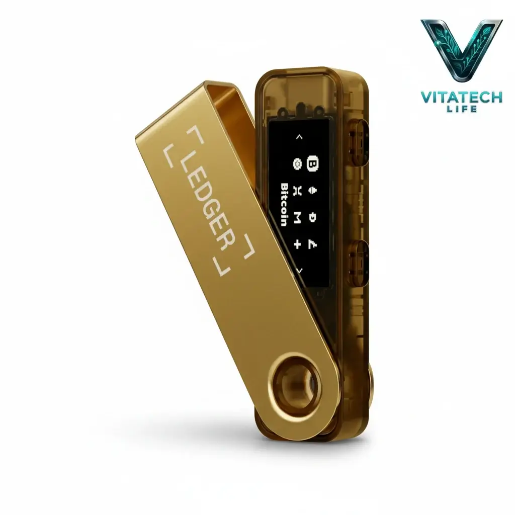 کیف پول سختافزاری Ledger Nano S Plus اورجینال 6 کیف پول سخت افزاری لجر نانو اس پلاس طلایی